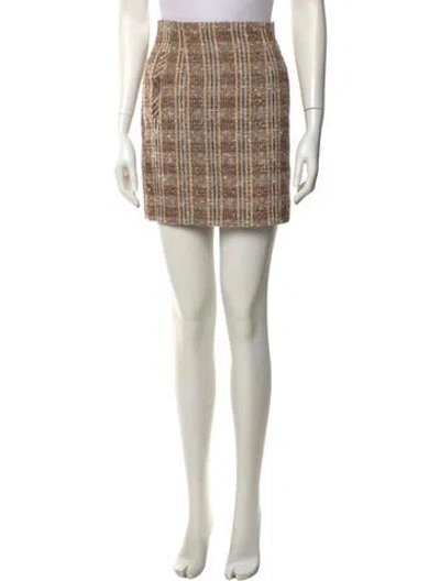 Pre-owned Veronica Beard Plaid Print Mini Skirt In Yellow