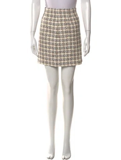 Pre-owned Veronica Beard Plaid Print Mini Skirt In Yellow