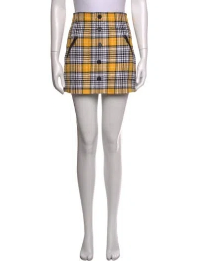 Pre-owned Veronica Beard Plaid Print Mini Skirt In Yellow