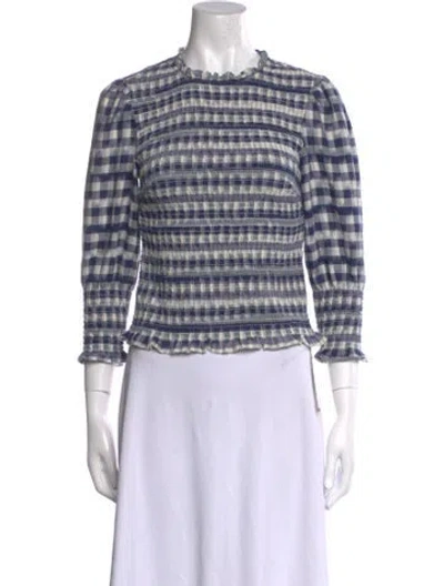 Pre-owned Veronica Beard Plaid Print Mock Neck Crop Top In Multi