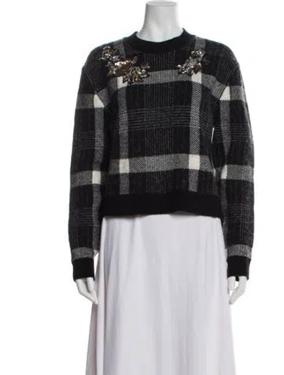 Pre-owned Veronica Beard Plaid Print Mock Neck Sweater In Black