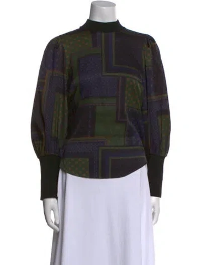 Pre-owned Veronica Beard Plaid Print Mock Neck Sweatshirt In Black