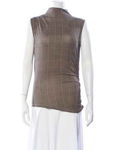 Pre-owned Veronica Beard Plaid Print Mock Neck Top W/ Tags In Multi