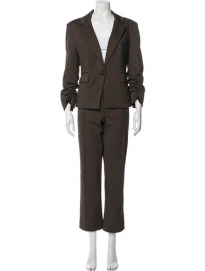 Pre-owned Veronica Beard Plaid Print Pant Set In Brown