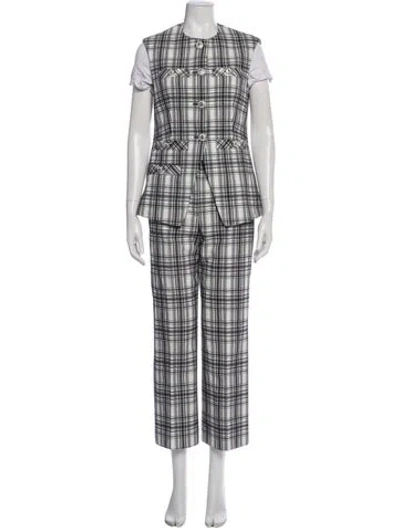 Pre-owned Veronica Beard Plaid Print Pant Set In Gray