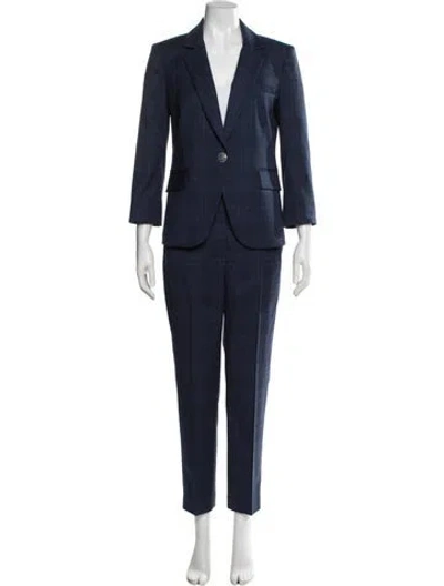 Pre-owned Veronica Beard Plaid Print Pantsuit In Blue