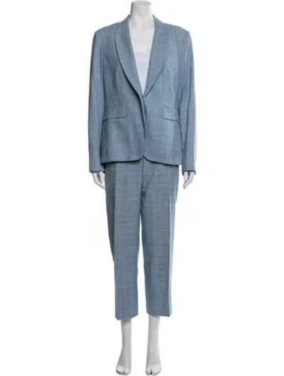 Pre-owned Veronica Beard Plaid Print Pantsuit In Blue