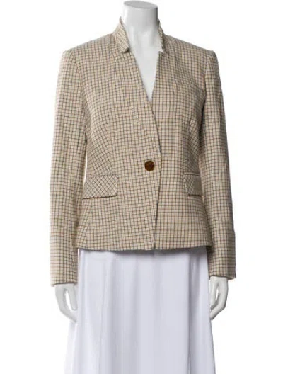 Pre-owned Veronica Beard Plaid Print Pantsuit In Brown