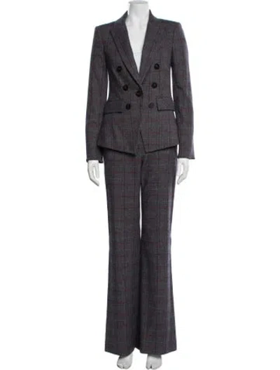 Pre-owned Veronica Beard Plaid Print Pantsuit In Grey
