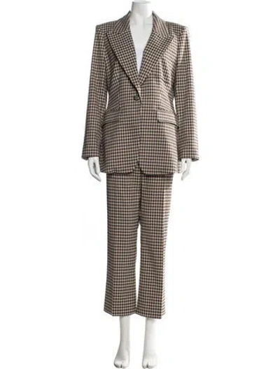 Pre-owned Veronica Beard Plaid Print Pantsuit W/ Tags In Neutral