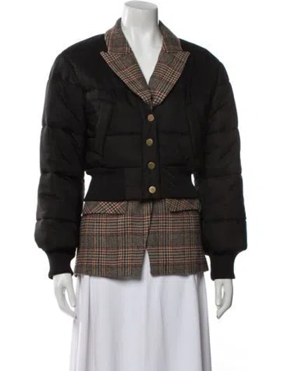 Pre-owned Veronica Beard Plaid Print Peacoat In Black