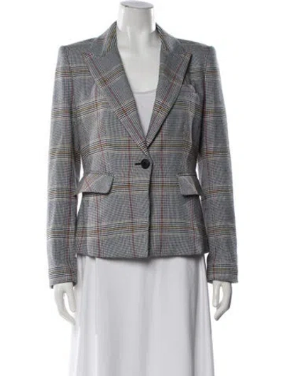 Pre-owned Veronica Beard Plaid Print Peacoat In Blue
