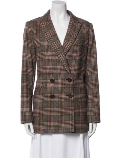 Pre-owned Veronica Beard Plaid Print Peacoat In Neutral