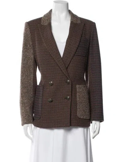 Pre-owned Veronica Beard Plaid Print Peacoat In Neutral