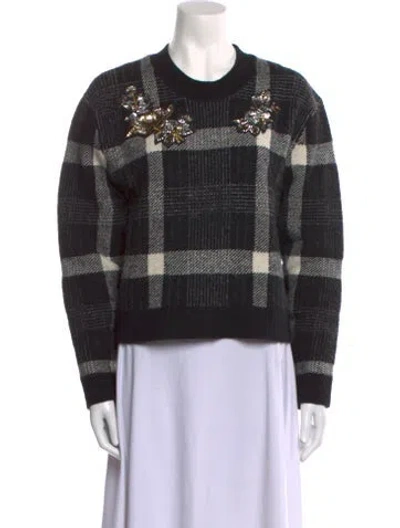 Pre-owned Veronica Beard Plaid Print Scoop Neck Sweater In Black