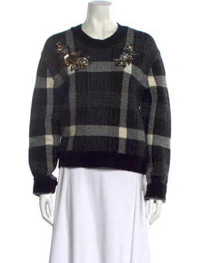 Pre-owned Veronica Beard Plaid Print Scoop Neck Sweater In Black