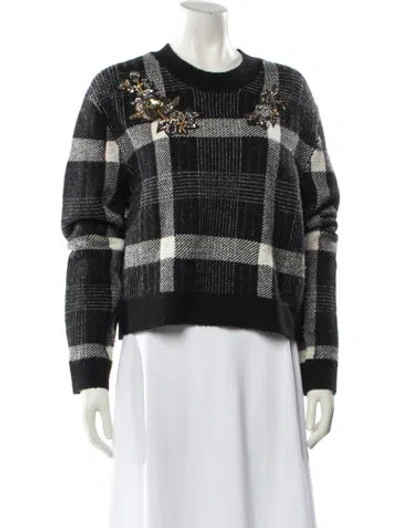 Pre-owned Veronica Beard Plaid Print Scoop Neck Sweater In Black