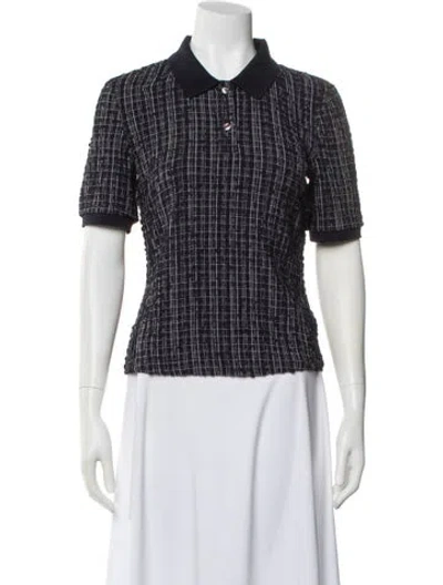 Pre-owned Veronica Beard Plaid Print Short Sleeve Polo In Blue