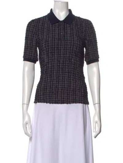 Pre-owned Veronica Beard Plaid Print Short Sleeve Polo In Blue