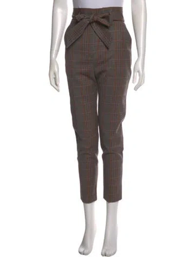 Pre-owned Veronica Beard Plaid Print Skinny Leg Pants In Brown