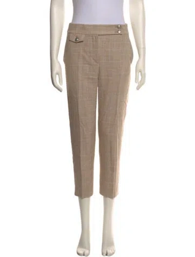 Pre-owned Veronica Beard Plaid Print Skinny Leg Pants In Neutral