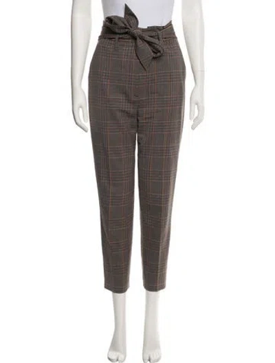Pre-owned Veronica Beard Plaid Print Skinny Leg Pants In Neutral