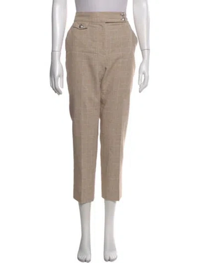 Pre-owned Veronica Beard Plaid Print Skinny Leg Pants In Neutral