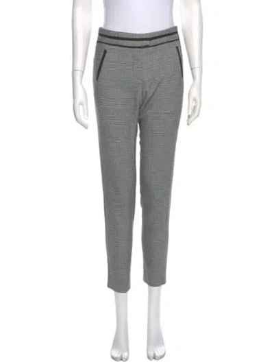 Pre-owned Veronica Beard Plaid Print Skinny Leg Pants In White