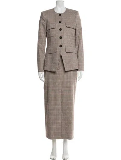 Pre-owned Veronica Beard Plaid Print Skirt Set In Neutral
