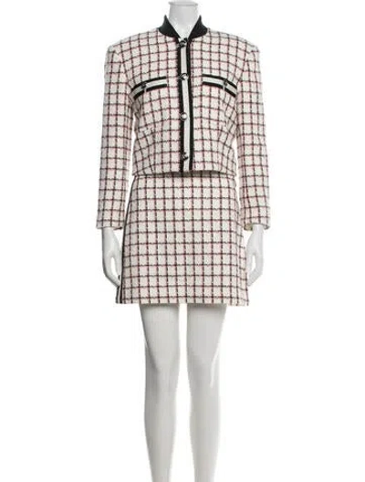 Pre-owned Veronica Beard Plaid Print Skirt Set W/ Tags In White