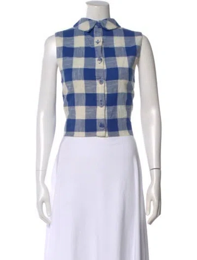 Pre-owned Veronica Beard Plaid Print Sleeveless Button-up Top In Neutral