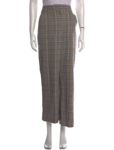 Pre-owned Veronica Beard Plaid Print Straight Leg Pants