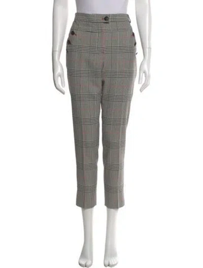 Pre-owned Veronica Beard Plaid Print Straight Leg Pants In Black