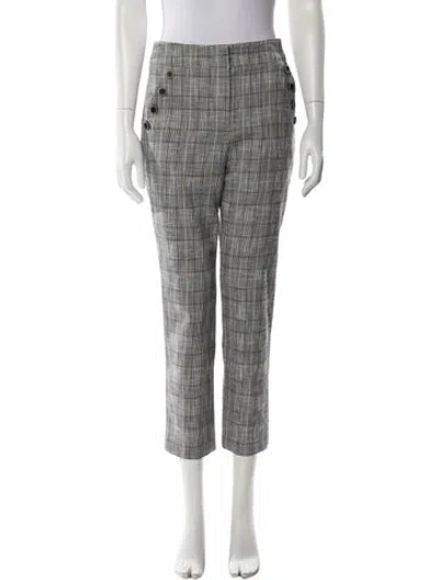 Pre-owned Veronica Beard Plaid Print Straight Leg Pants In Black