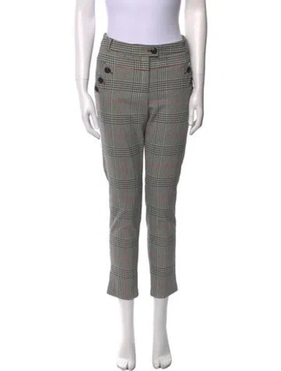 Pre-owned Veronica Beard Plaid Print Straight Leg Pants In Black