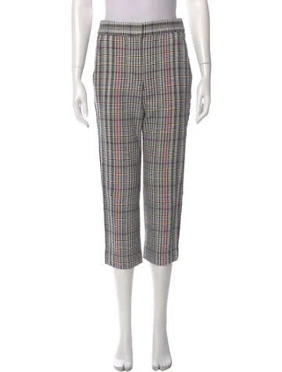 Pre-owned Veronica Beard Plaid Print Straight Leg Pants In Black