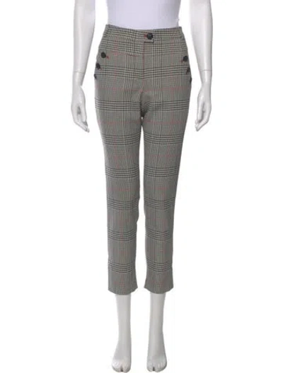 Pre-owned Veronica Beard Plaid Print Straight Leg Pants In Black