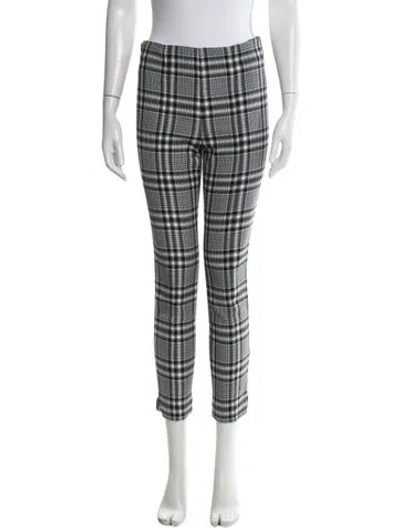 Pre-owned Veronica Beard Plaid Print Straight Leg Pants In Black