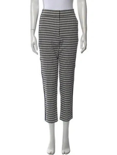 Pre-owned Veronica Beard Plaid Print Straight Leg Pants In Black