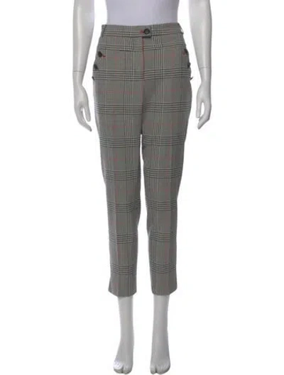 Pre-owned Veronica Beard Plaid Print Straight Leg Pants In Black