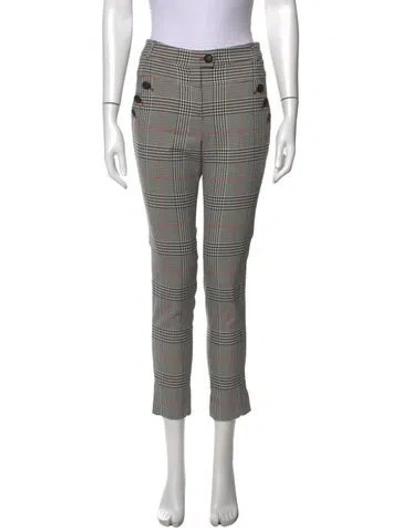 Pre-owned Veronica Beard Plaid Print Straight Leg Pants In Black