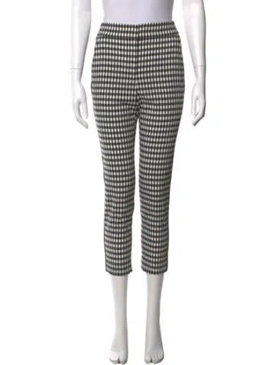 Pre-owned Veronica Beard Plaid Print Straight Leg Pants In Black/white