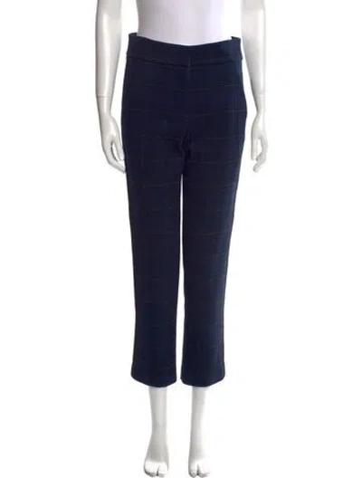 Pre-owned Veronica Beard Plaid Print Straight Leg Pants In Blue