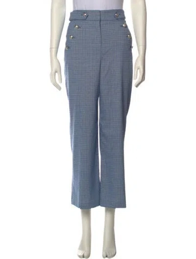 Pre-owned Veronica Beard Plaid Print Straight Leg Pants In Blue