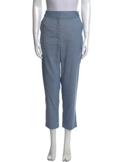 Pre-owned Veronica Beard Plaid Print Straight Leg Pants In Blue