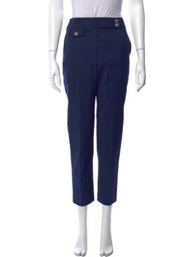 Pre-owned Veronica Beard Plaid Print Straight Leg Pants In Blue