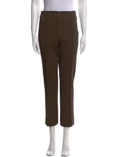 Pre-owned Veronica Beard Plaid Print Straight Leg Pants In Brown