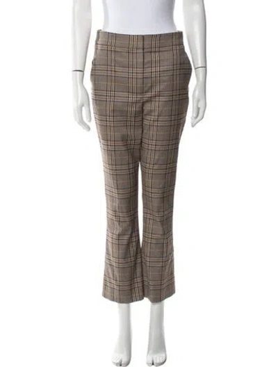 Pre-owned Veronica Beard Plaid Print Straight Leg Pants In Brown