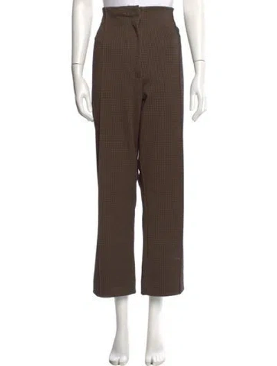 Pre-owned Veronica Beard Plaid Print Straight Leg Pants In Brown
