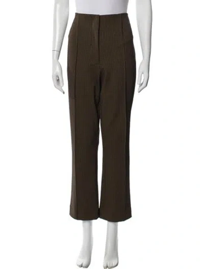 Pre-owned Veronica Beard Plaid Print Straight Leg Pants In Brown